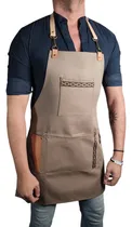 Comprar Delantal Gabardina Y Cuero Vacuno Con Mosquetones Cocina Color Vison Diseño De La Tela Lisa