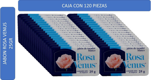 Jabon Rosa Venus Blanco Caja C/120 Piezas De 25 Gr C/u
