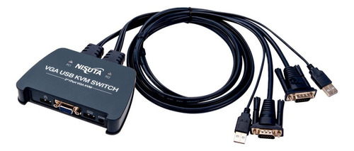 Switch Kvm 2 Puertos Nisuta Ns-kvmuv21 Usb Vga Con Cables F