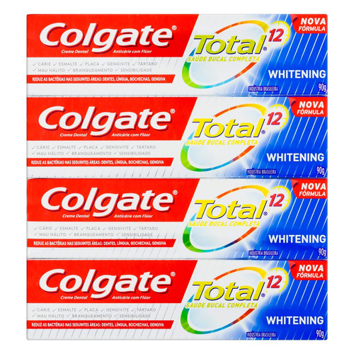 Pasta de dentes Colgate Total 12 Whitening  em creme  sem glúten pacote x 4 360 g