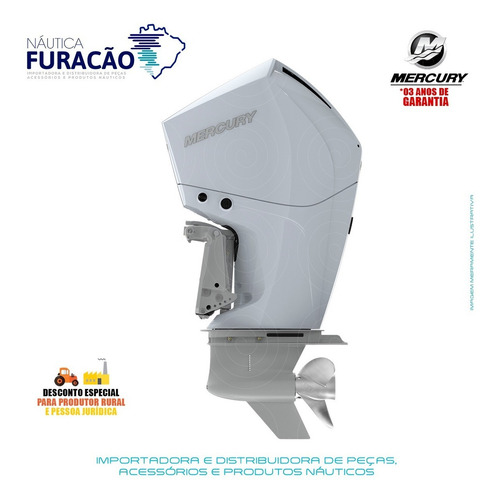Motor De Popa Mercury 4 Tempos 300hp Xl V8 Dts Branco