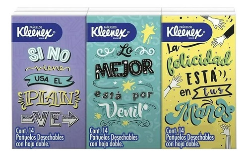 5 Pza Pañuelos Kleenex 6 Paquetes Con 14 Hojas Dobles C/u