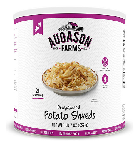 Augason Farms Dehydrated Potato Shreds 1 Lb 7 Oz No. 10 Can