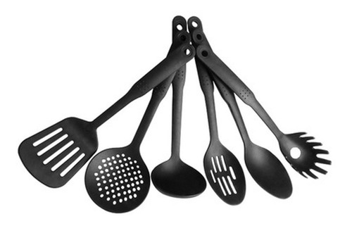 Set 6 Utencilios Nylon Espatula Cucharon Para Ceramic Teflon