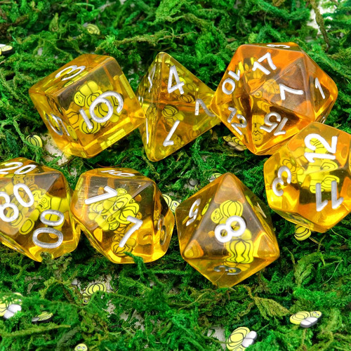 Haxtec Honey Bee Dnd Juego De Dados 7 Piezas De Dados Poliéd
