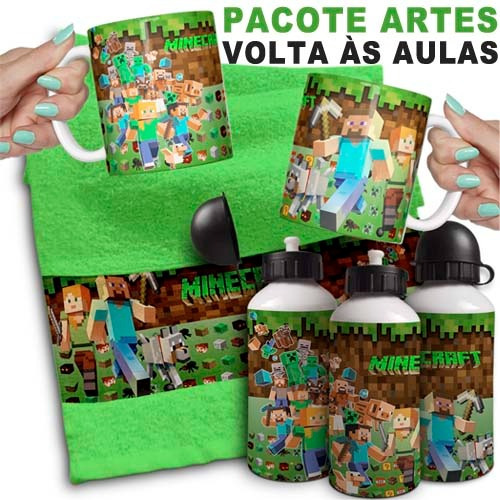 Artes Volta Aulas Toalhinhas Garrafinhas Squeeze Editáveis