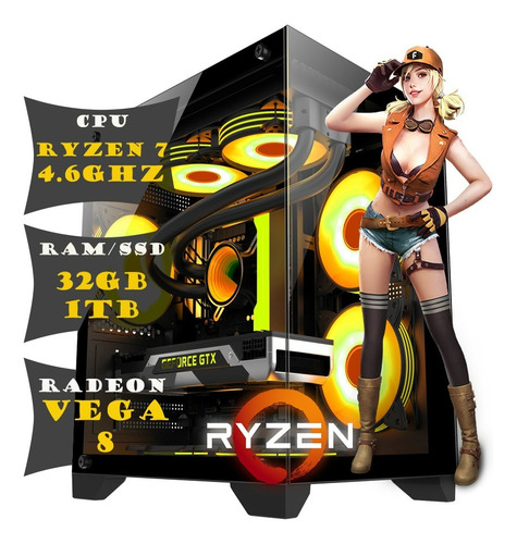 Pc Cpu Gamer Amd Ryzen 7 4.6ghz 32gb  Ssd 1tb  Radeon Vega 8