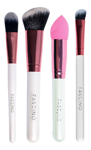 Imagen 1 de 6 de Set 4 Brochas De Maquillaje Crueltyfree + Regalo Fascino