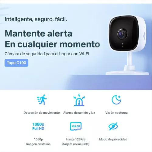 TAPO C100 Cámara Wi Fi de Seguridad, Detección de Movimiento, Visión  Nocturna, Excelente Cámara 