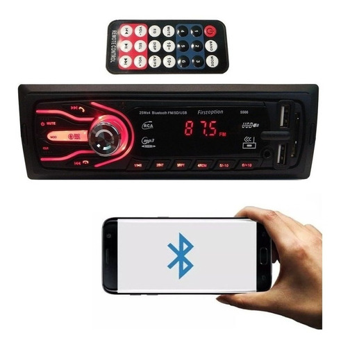 Mp3 Som Automotivo 7 Cores Bluetooth Usb Aux Sd Rádio