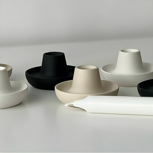 Porta Velas + Porta Fósforos Artesanal Em Cimento Branco