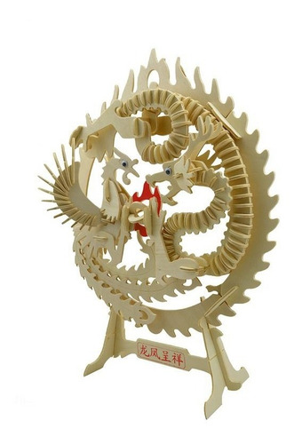 Imagen 3 de 5 de Rompecabezas 3d Dragon Y Fenix Chino Maqueta Para Armar