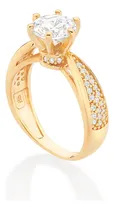 Comprar Anel Rommanel Solitario Banhado Ouro 18k Zircônias 513434