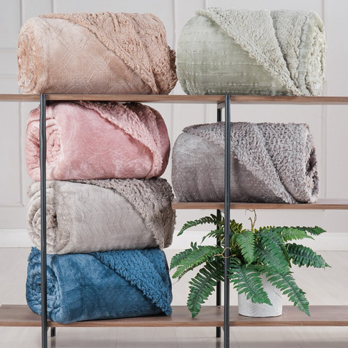 Cobertor King Sherpa Toque Pele De Carneiro Dupla Face 240x2 Cor Olive