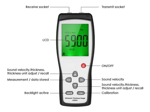Medidor De Espesor Ultrasónico Profesional De Mano Lcd