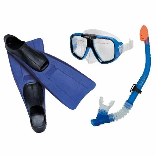 Set Snorkel Intex 55957 Mascara Pata Buceo Adulto Reef Rider