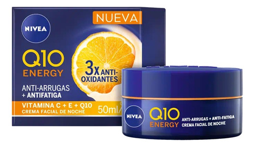 Crema De Noche Nivea Q10 Energy Antiarrugas Vit C+e 50ml/50g