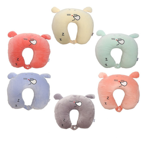 Almohada Cojin Para Cuello Viaje Avion Carretera Terciopelo Color Gris