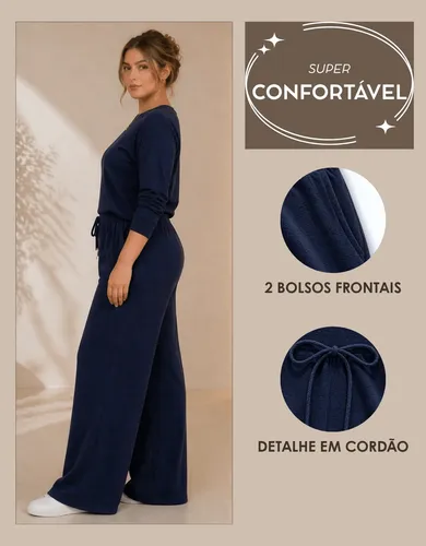 Conjunto Feminino De Frio Plus Size Lanzinha Blusa E Calça
