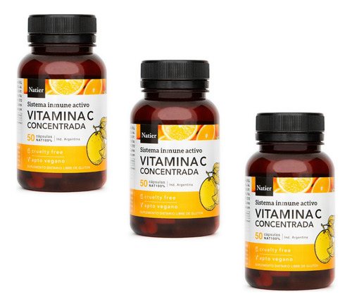 Capsulas De Vitamina C Concentrada X50 - Natier X3 Unidades