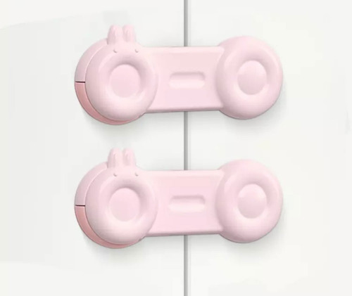 Kit 5 Seguros Para Puertas Y Cajones Seguridad Niños Color Rosa