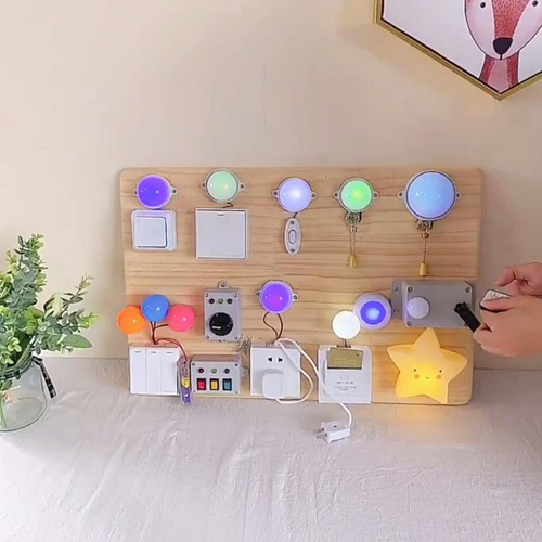 Luz Led Montessori Busy Board Material Para Niños Pequeños