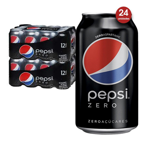 Refrigerante Pepsi Zero 350ml - Sem Calorias (24 Latas)
