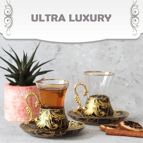 Tazas De Té Turco Vintage Y Platillos Juego De 6 Tazas De...