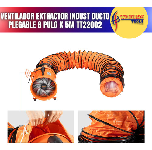 Ventilador Extractor Indust. C/ Ducto Plegable 8 PuLG X 5m
