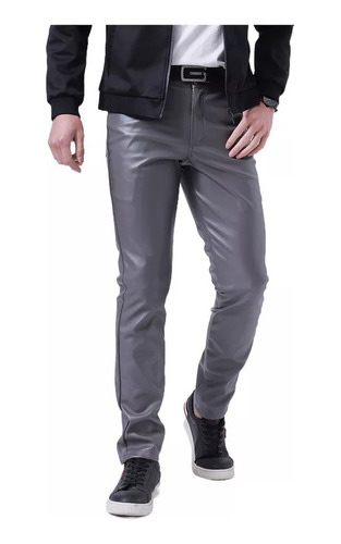 Pantalones Largos De Cuero Pu Estilo Punk Rock Para Hombre