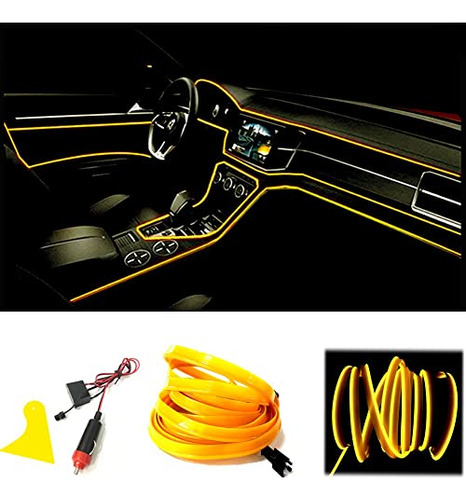 Kalakila Yellow El Wire, 5m/16.4ft Neon Tubes Lights Kits Dh
