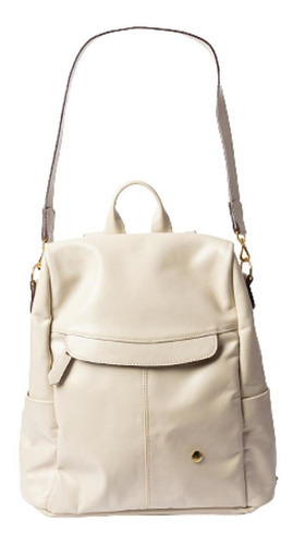 Mochila Notebook Anti Furto Elegante Em Couro Off White