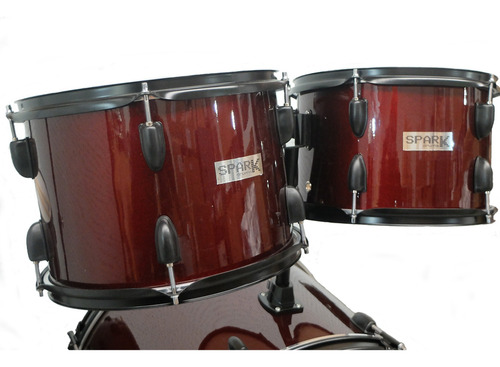 Bateria Acustica Fusion De 5 Pzas Color Vino C/herr. Neg.