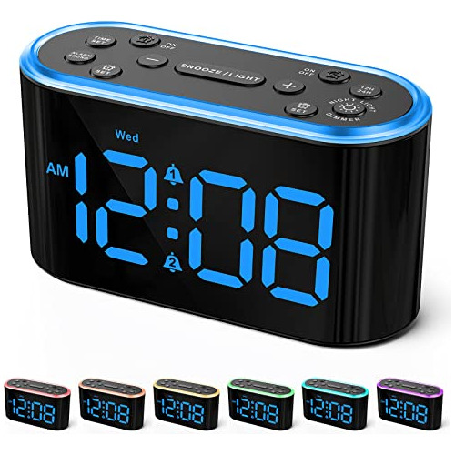 Reloj Despertador Digital Dual Dormitorio De Niños, Lu...