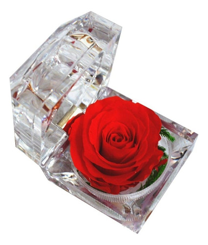 Handmade Preserved Rose Con Caja De Anillo De Crist