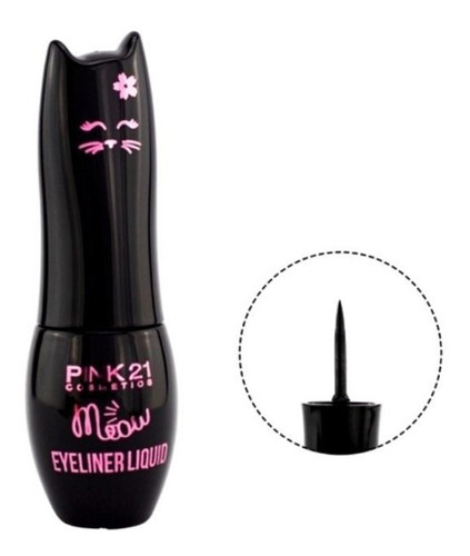 Delineador Liquido Ojos Meow Gatito Negro Pink 21 Ultra Fino