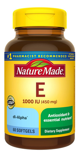 Vitamina  E Antioxidante 60 Tab  Nature Made Eeuu 1000 Iu