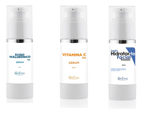 Kit Skincare: Sérum Ácido Hialurônico + Vit C + Hidratante