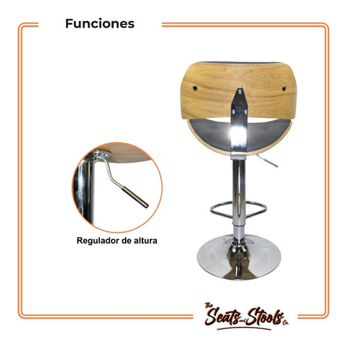 Set 2 Banco Silla Barra Giratorio Ajustable Century Gris Msi