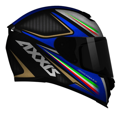 Capacete Axxis Eagle Italy 2 Matt Black Grey Blue