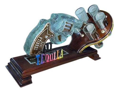 Pistola De Vidrio Licoreras 400ml Con 5 Tequileros 60ml