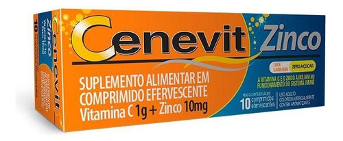Cenevit Zinco 1g + 10mg Laranja 10 Comprimidos Efervescentes