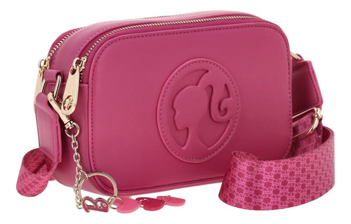 Bolso Crossbody Barbie Gorett Larissa Color Rosa Para Dama Acabado De Los Herrajes Oro Color Rosa Chicle Correa De Hombro Rosa Chicle Diseño De La Tela Liso