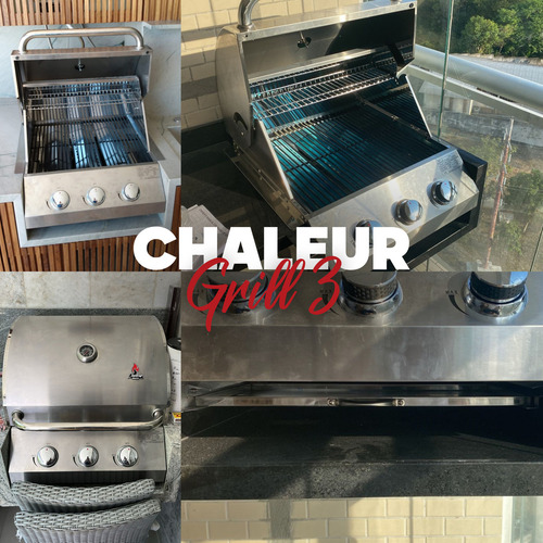 Churrasqueira Chaleur Grill Com 3 Queimadores A Gas De Bancada Embutir Bafo Aço Inox 430 Gás Grande De Espetinho Gourmet Para Frango Americana Churrasco