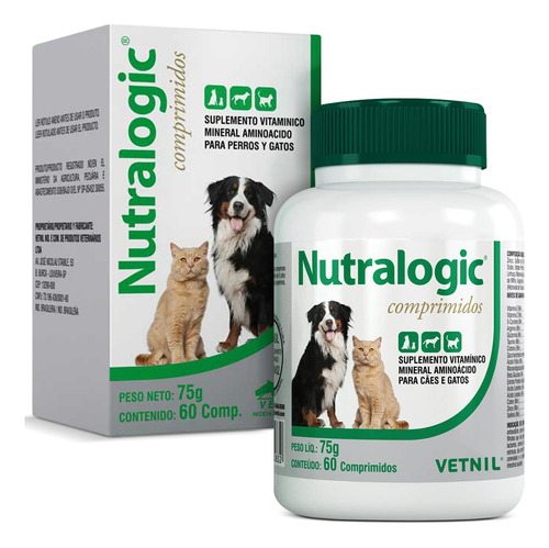 Nutralogic Comprimido Nutritivo Para Cães E Gato 60 Comp 75m