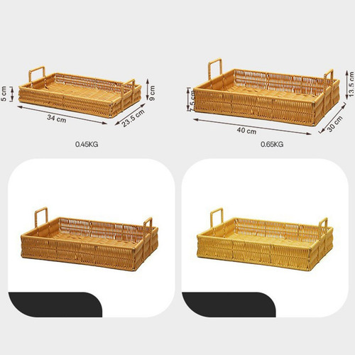 Cesta De Almacenamiento Tejida Para Bandeja Pequeño Marrón