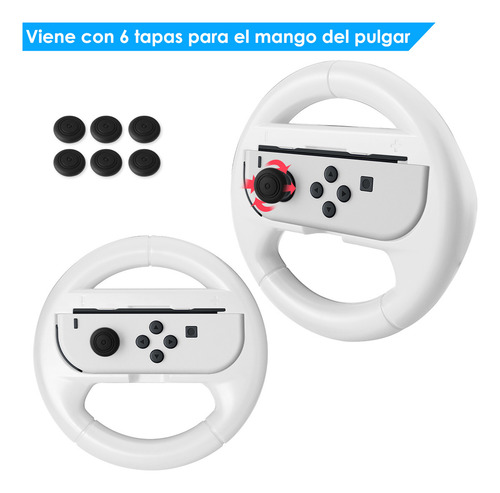Volante para Nintendo Switch OLED Joy-Con Controller 2 Steering Wheel + 6 Tapas Compatible con OLED Modelo Racing Juegos Armazones Controles Accesorio Universales Diseño Ergonómico