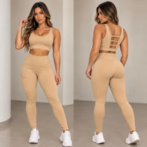 Conjunto Calça Legging E Top Fitness Sem Transparência