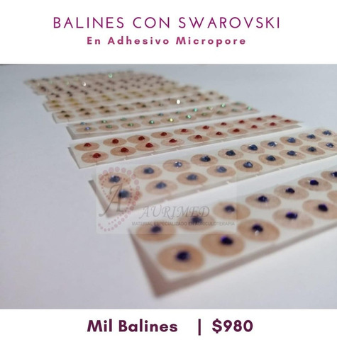 1000 Balines Con Adhesivo Micropore Decorados Con Cristal