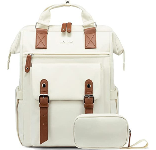 Mochila Vintage Para Laptop Y Neceser De 39cm (beige/marron)